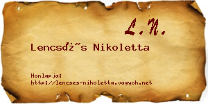 Lencsés Nikoletta névjegykártya