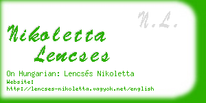 nikoletta lencses business card
