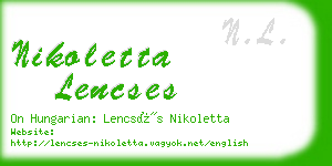 nikoletta lencses business card